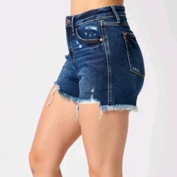 Judy Blue Shorts Women's Blue Jean Denim Rigid Front Stretch Plus Size 2X - Picture 4 of 8